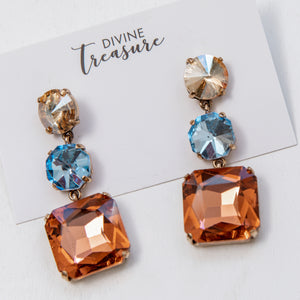 Blue Amber Drop Earrings